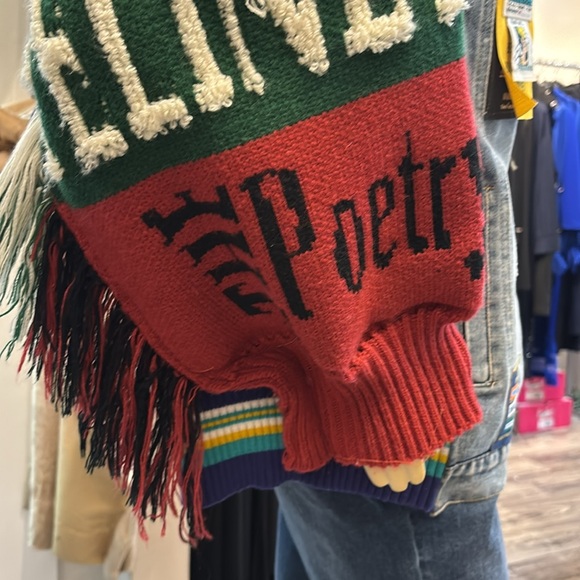 Denim fringe  multi colored jacket - Picture 12 of 13